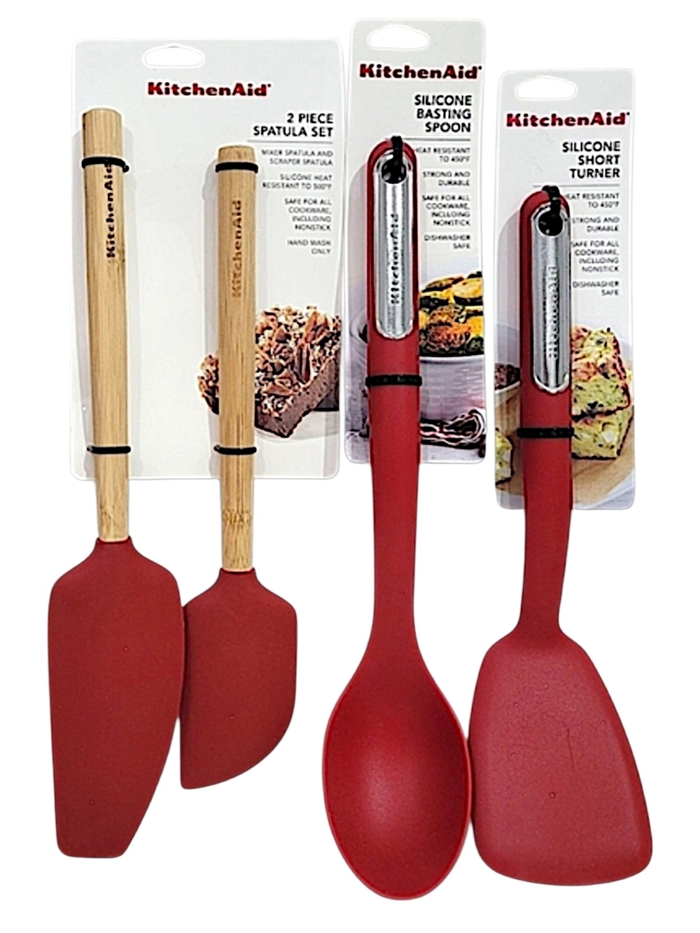 KitchenAid Empire Red Silicone & Bamboo Cooking Tool Set